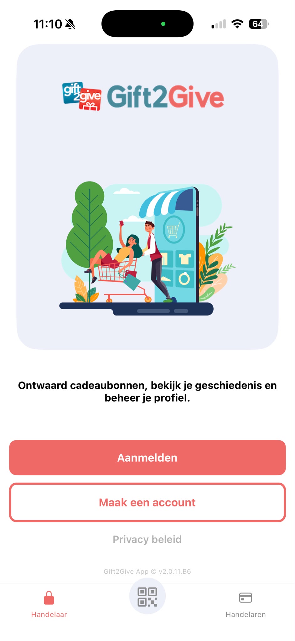 Gift2Give-app voor het beheren van een lokale waardebon